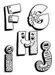 dessin enfant Alphabet Rigolos