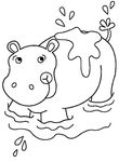 coloriage enfant Hippopotames